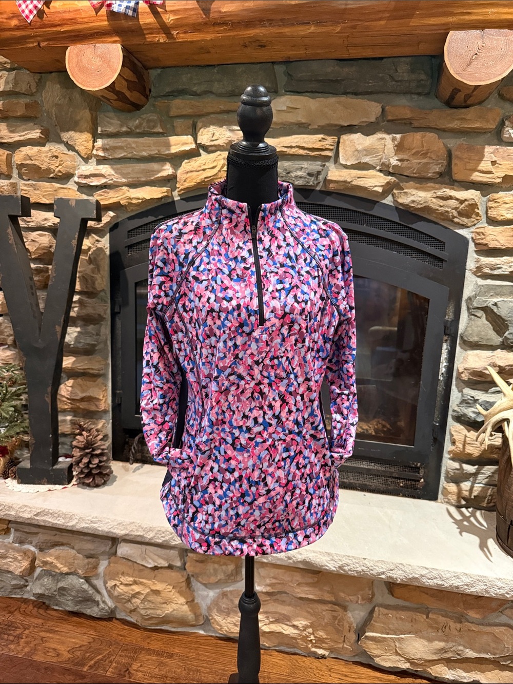 Talbots Pink Multi-Color Quarter-Zip Pullover